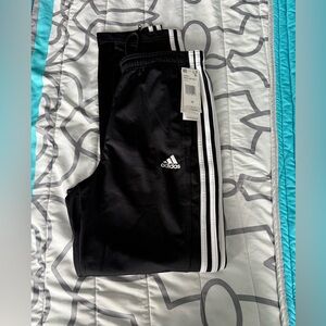 Adidas Black Joggers with White Stripes